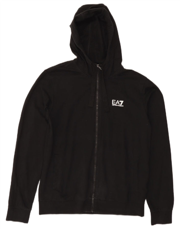 EMPORIO ARMANI Женский свитер с капюшоном на молнии UK 14 Средний Черный Хлопок