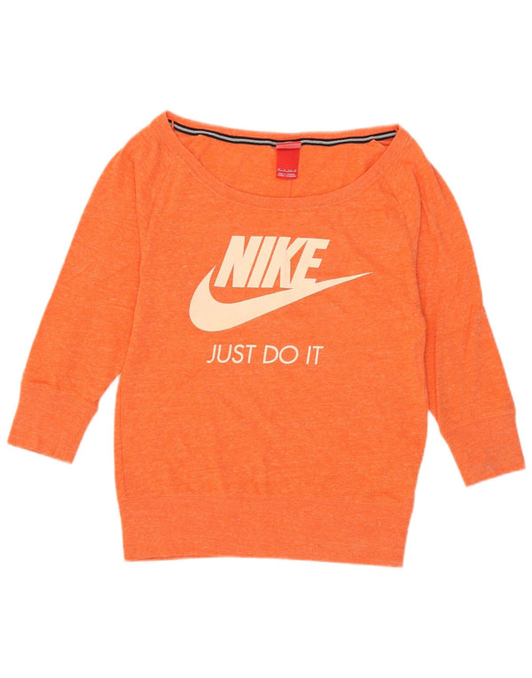 Женский джемпер с рукавом 3/4 с графикой Nike UK 6 XS, оранжевый в крапинку
