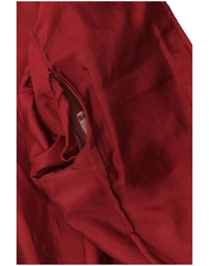 Винтажная женская укороченная кожаная куртка IT 46, большая бордовая