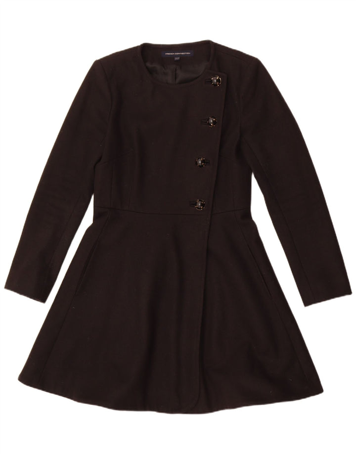 Женское пальто French Connection UK 10, маленькое черное шерстяное пальто