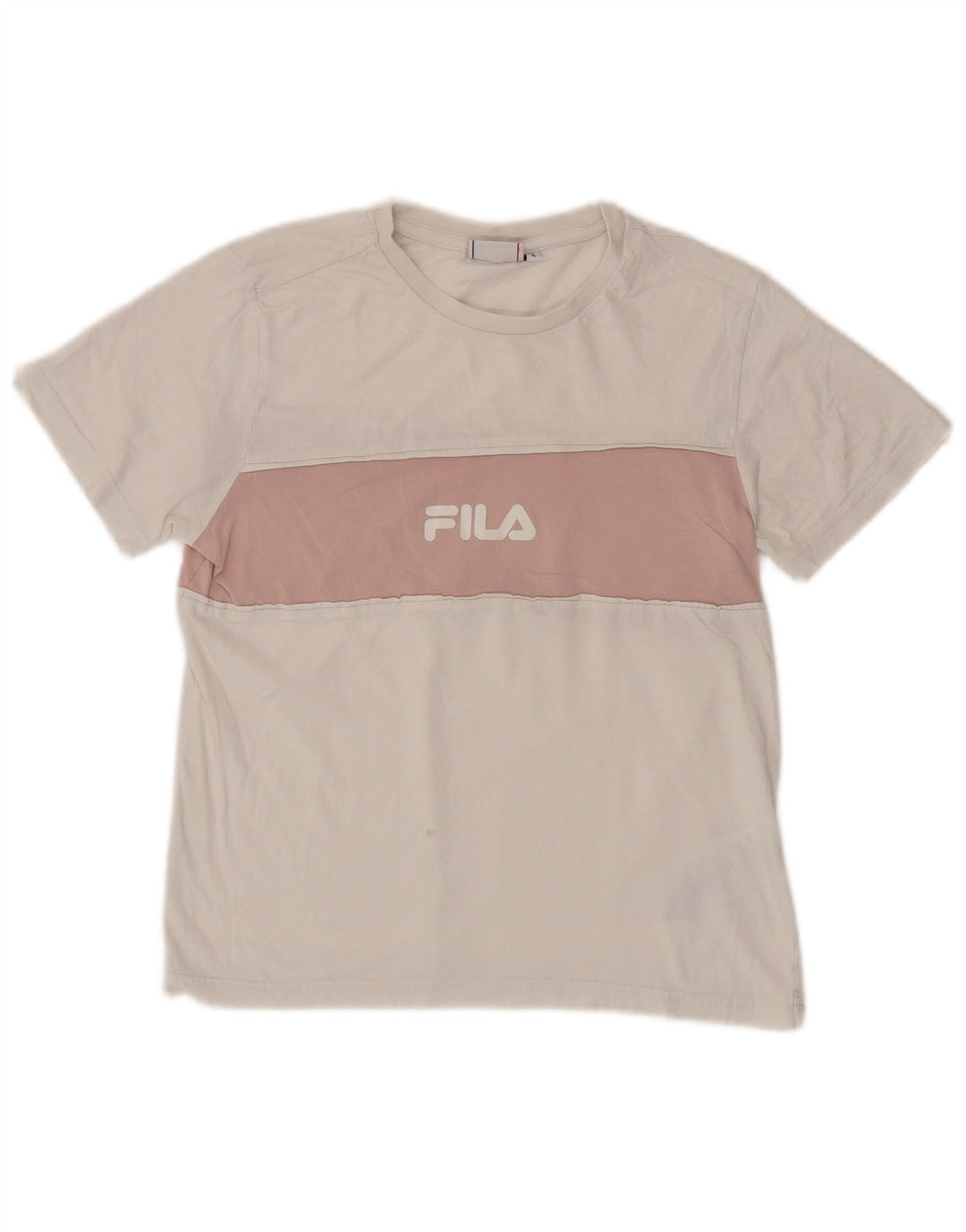 Женская футболка с рисунком FILA Top UK 10, маленькая белая хлопковая футболка с цветными блоками