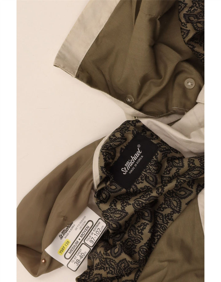 ST MICHAEL Mens Loose Fit Windbreaker Jacket UK 38 Medium White Polyester