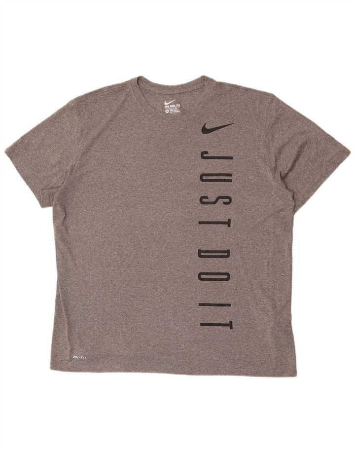 Мужская футболка Nike Dri Fit с графическим рисунком 2XL, серый полиэстер