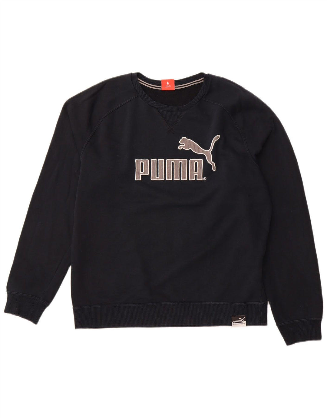Мужской свитшот с рисунком PUMA, большой темно-синий хлопковый джемпер