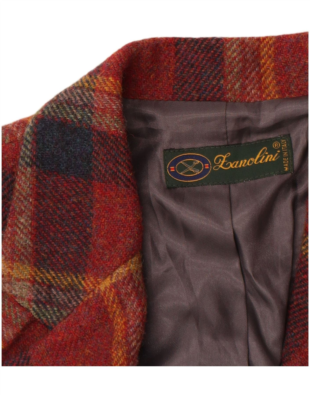 Женский пиджак Lanolini на 3 пуговицах IT 42, средний коричневый в клетку, шерсть