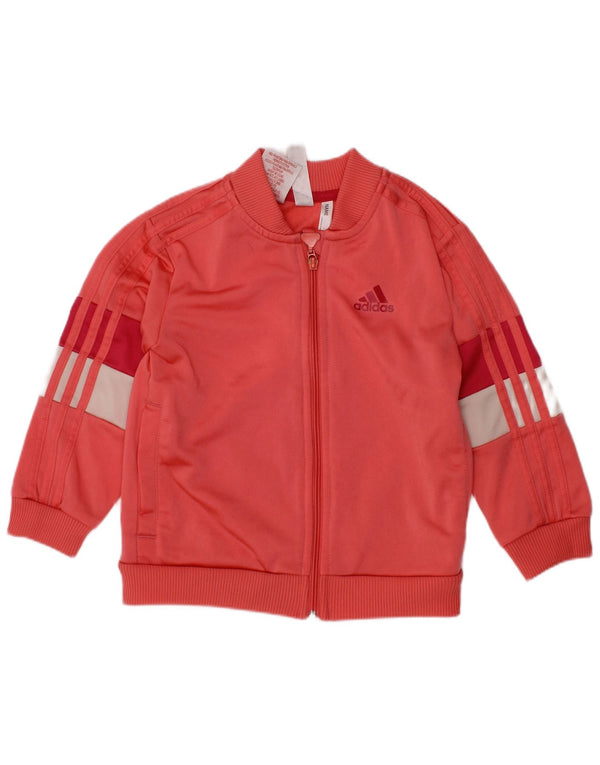 ADIDAS Baby Girls Tracksuit Top Jacket 18-24 Months Pink Colourblock