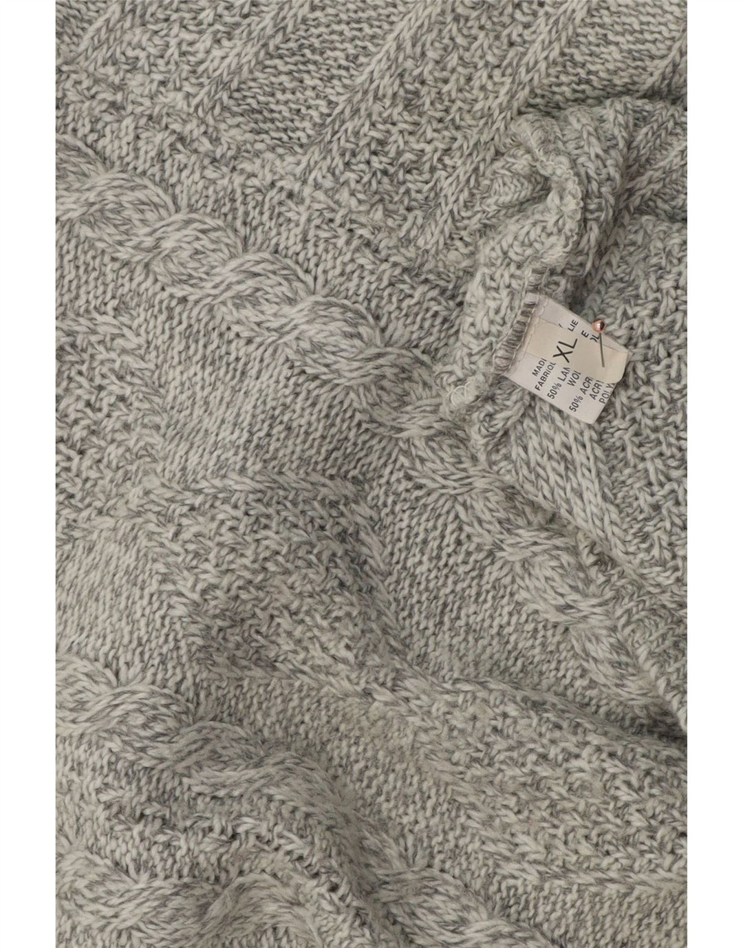 VINTAGE Мужской джемпер с воротником на молнии XL Серый Шерстяной