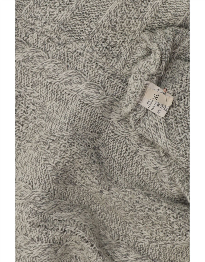 VINTAGE Мужской джемпер с воротником на молнии XL Серый Шерстяной