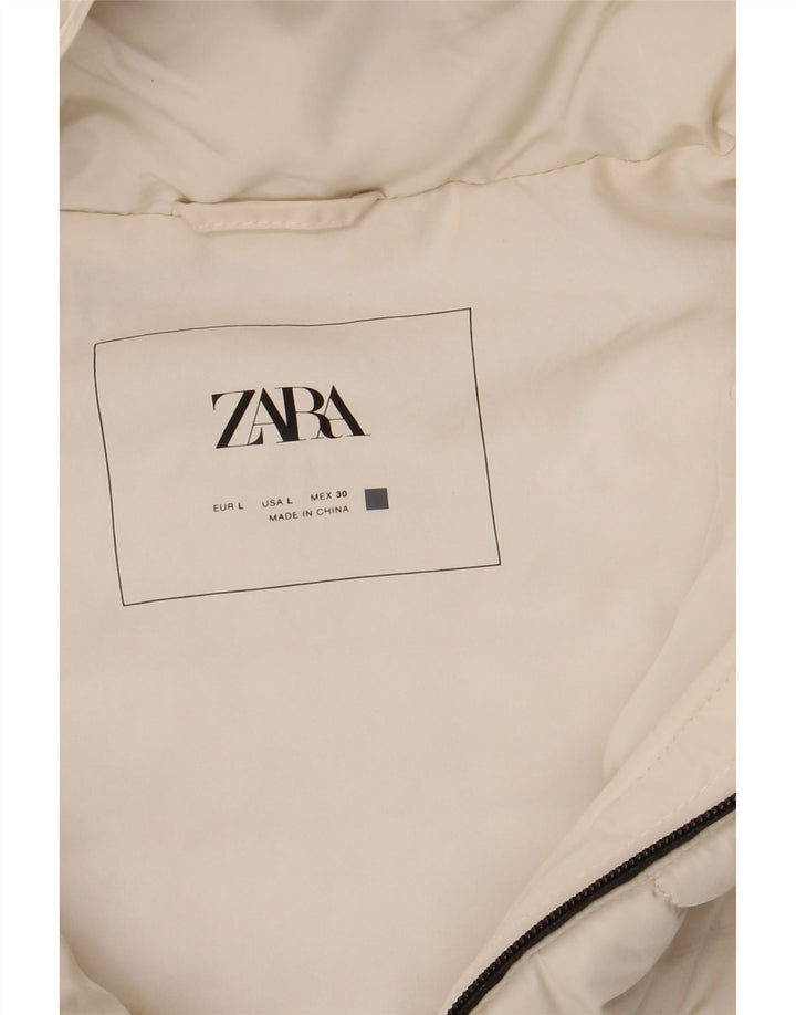Женский утепленный жилет с капюшоном Zara UK 14, большой белый полиэстер