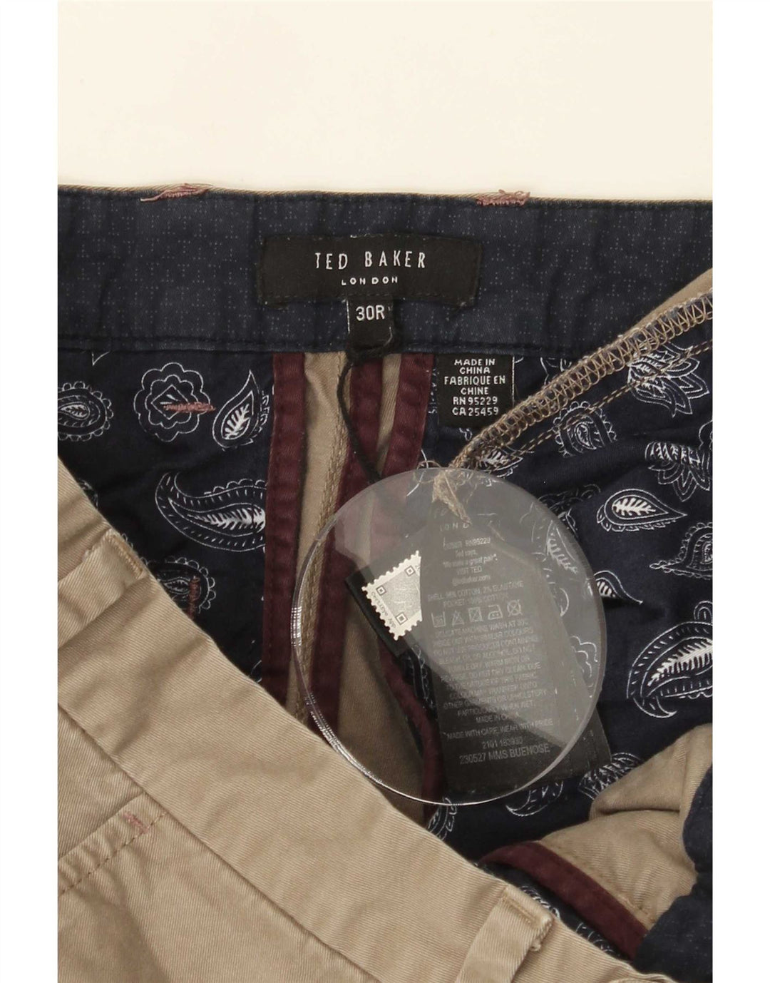 Мужские шорты чинос Ted Baker W30, средний цвет хаки, хлопок