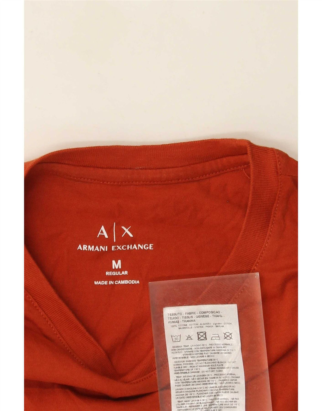 Мужская футболка стандартного кроя Armani Exchange, хлопковый топ среднего оранжевого цвета