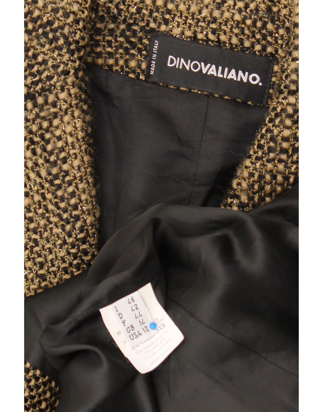 DINO VALIANO Womens 3 Button Blazer Jacket UK 14 Large Brown Flecked Wool Vintage Dino Valiano and Second-Hand Dino Valiano from Messina Hembry 