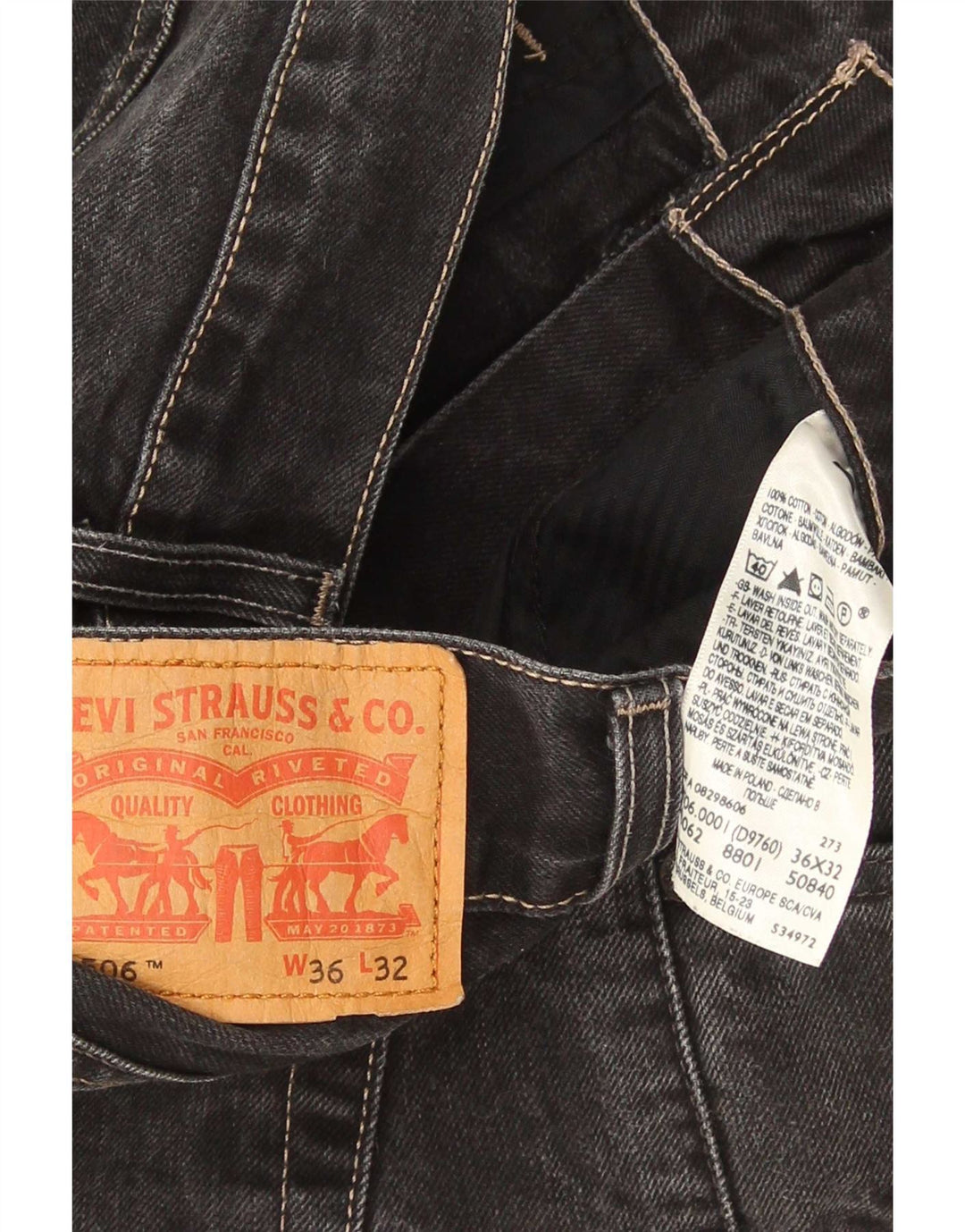 Мужские прямые джинсы Levi's 506 W36 L32 черные