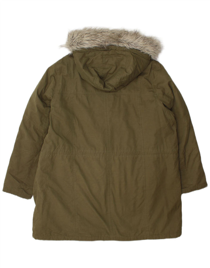 Женская парка Marks & Spencer с капюшоном UK 18 XL, полиэстер цвета хаки