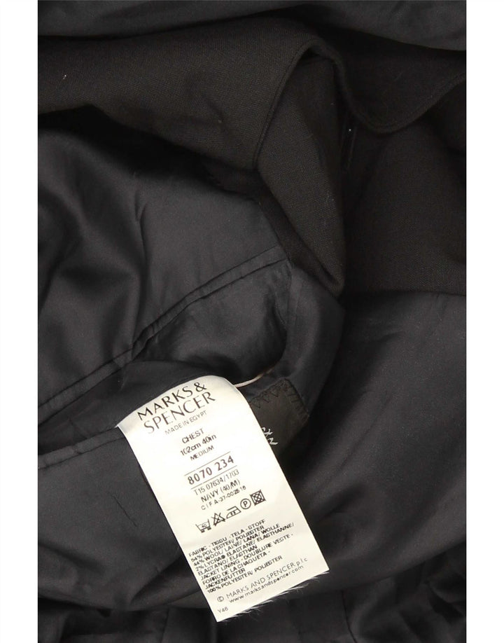 Мужской пиджак с 3 пуговицами Marks & Spencer UK 40, средний черный полиэстер