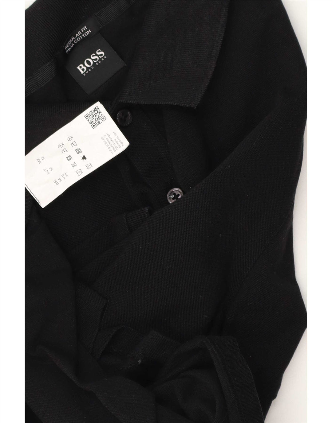 Мужская рубашка-поло обычного кроя Hugo Boss, хлопковая, среднего размера, черная