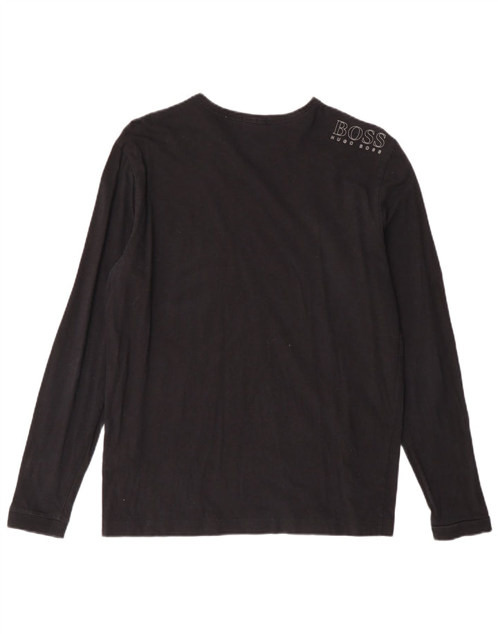 Мужской топ обычного кроя HUGO BOSS с длинным рукавом, маленький черный хлопок