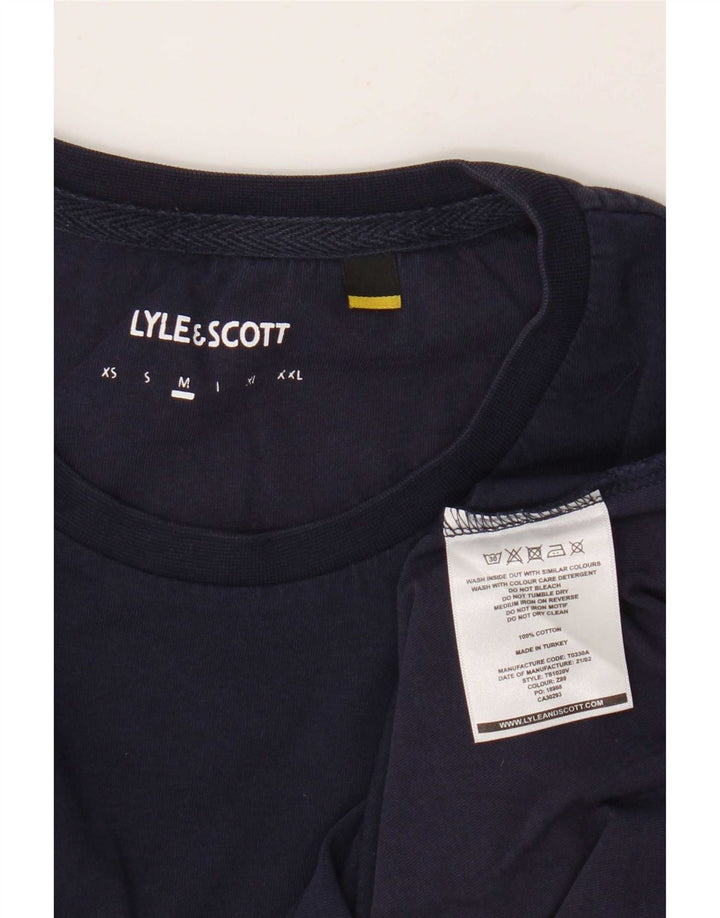 Мужская футболка с рисунком Lyle & Scott, темно-синий, хлопковый топ среднего размера