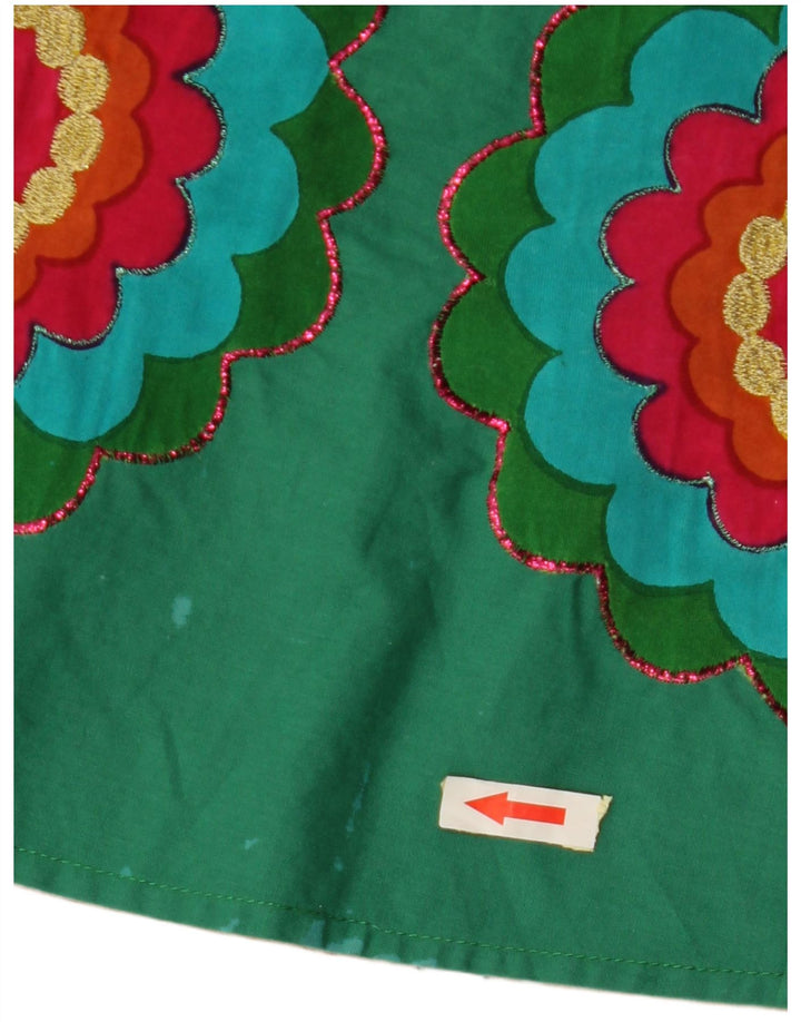 DESIGUAL Женская юбка-трапеция EU 38 Medium W28 Зеленая с цветочным принтом