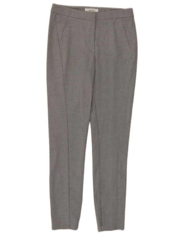 Reiss Womens Slim Chino Trousers UK 8 Small W26 L27 Grey Houndstooth