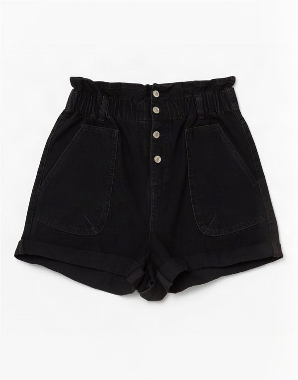Женские джинсовые шорты Zara с высокой талией EU 40 Medium W30, черный хлопок