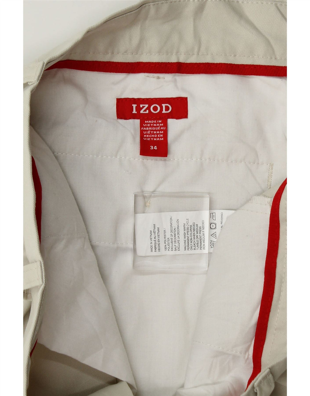 IZOD Mens Chino Shorts W34 Large Off White Polyester Vintage Izod and Second-Hand Izod from Messina Hembry 