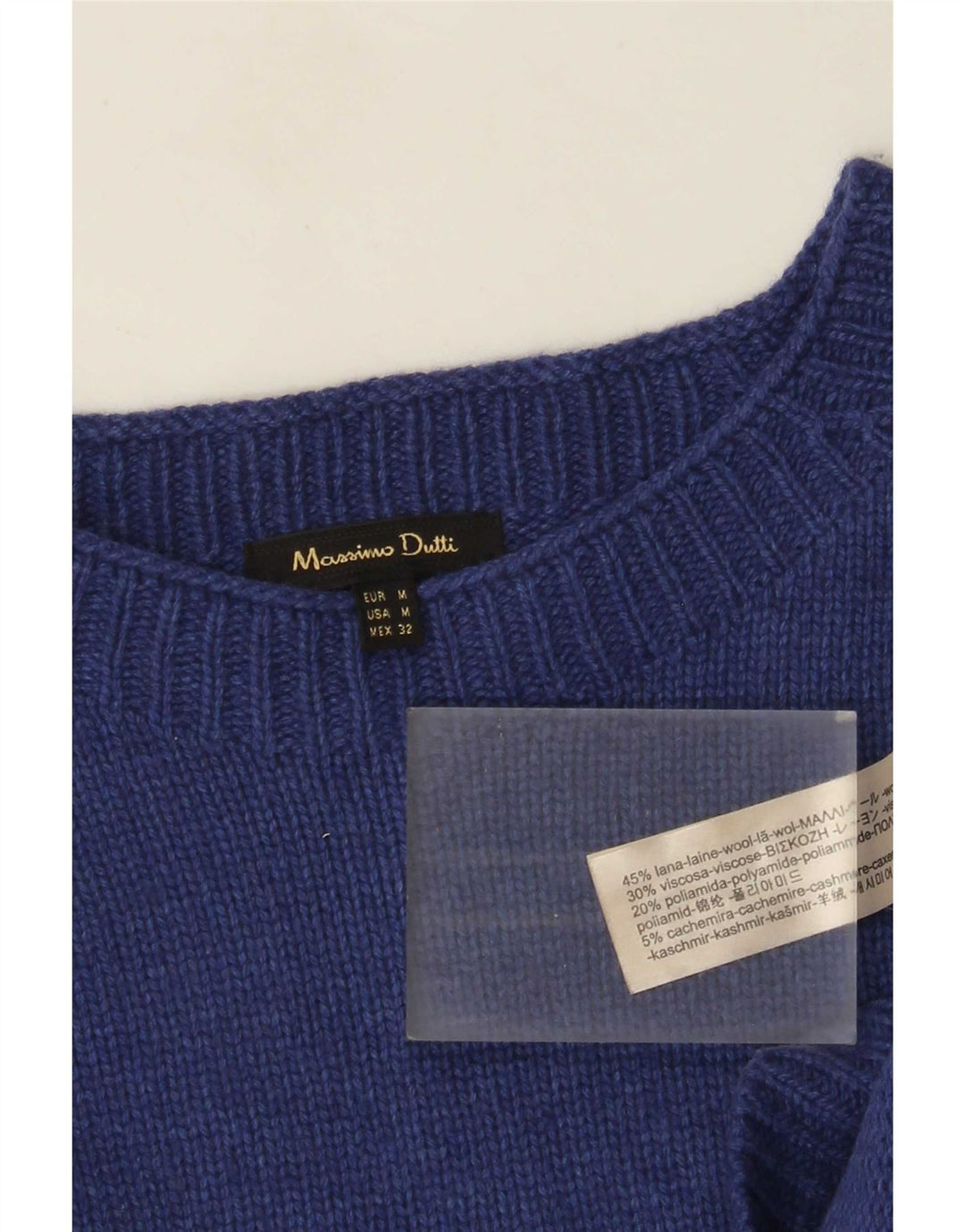 Женский джемпер с вырезом «лодочка» Massimo Dutti UK 14, средний темно-синий, шерсть