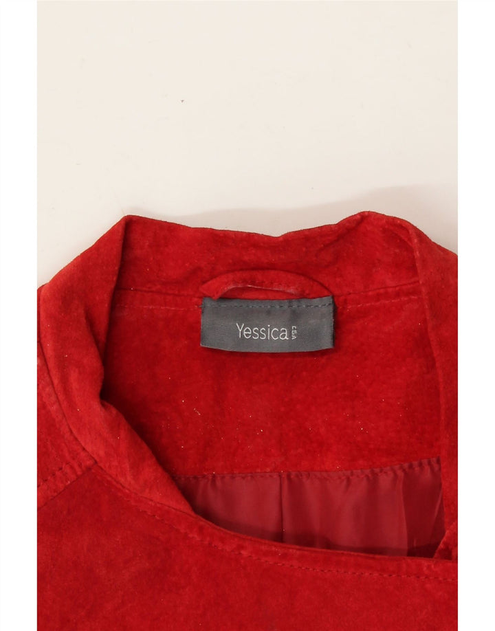 YESSICA Womens Suede Jacket UK 10 Small Red Leather Vintage Yessica and Second-Hand Yessica from Messina Hembry 