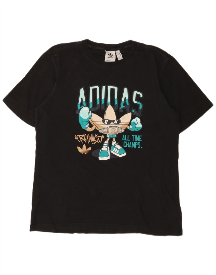 Мужская футболка с рисунком Adidas Top Medium Black Cotton