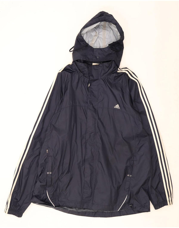 Мужская непромокаемая куртка Adidas с графическим капюшоном UK 46 3XL Темно-синий нейлон