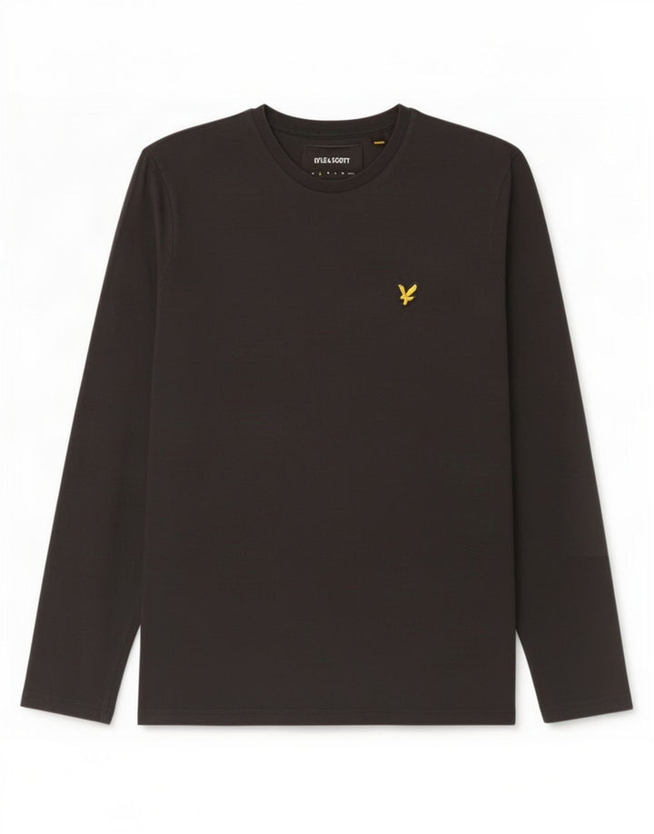 Мужской топ Lyle & Scott с длинным рукавом, маленький черный хлопок