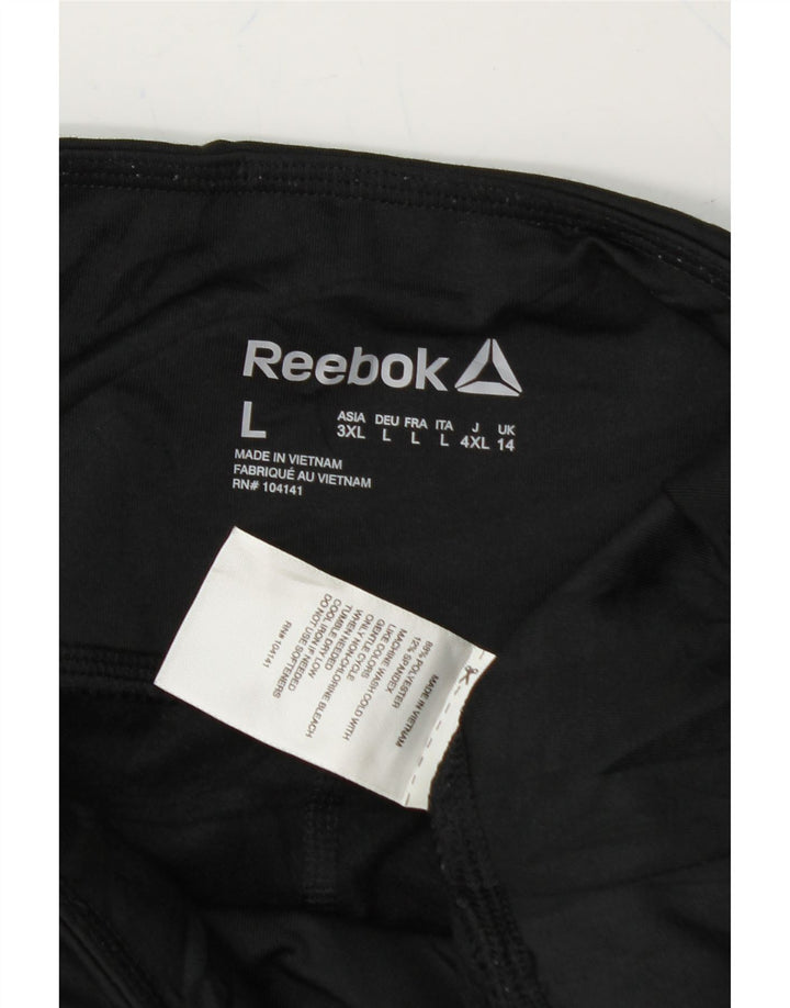 REEBOK Womens Leggings UK 14 Large  Black Polyester Vintage Reebok and Second-Hand Reebok from Messina Hembry 