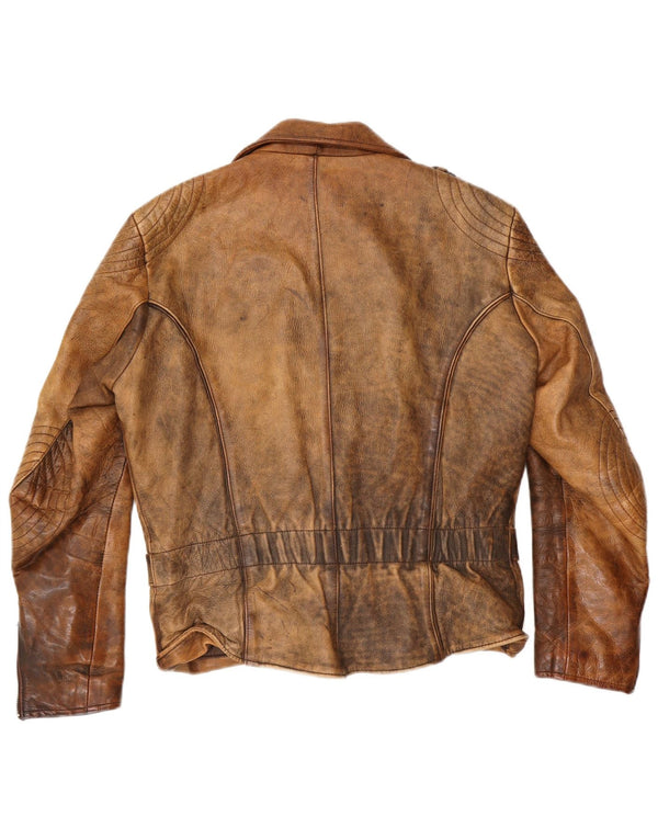 Мужская кожаная байкерская куртка Hein Gericke UK 38 среднего коричневого цвета