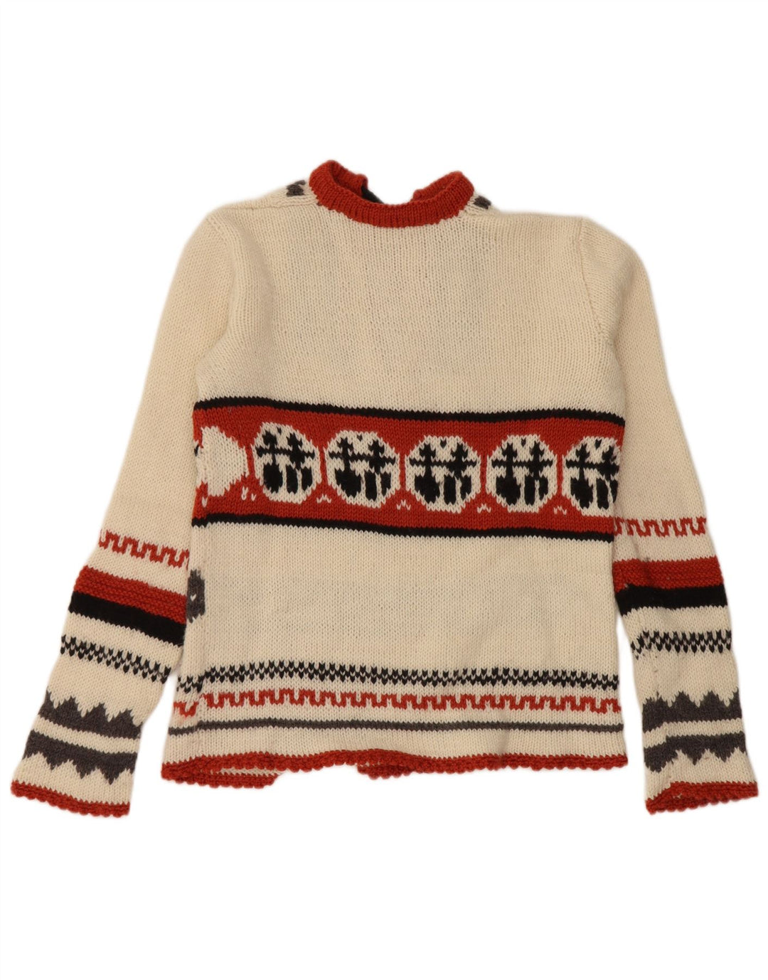 Винтажный женский джемпер-свитер UK 14, средний белый цвета Fair Isle