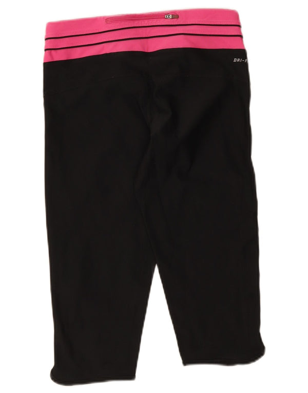 Женские леггинсы-капри Nike Dri Fit UK 8, маленькие черные с цветными блоками