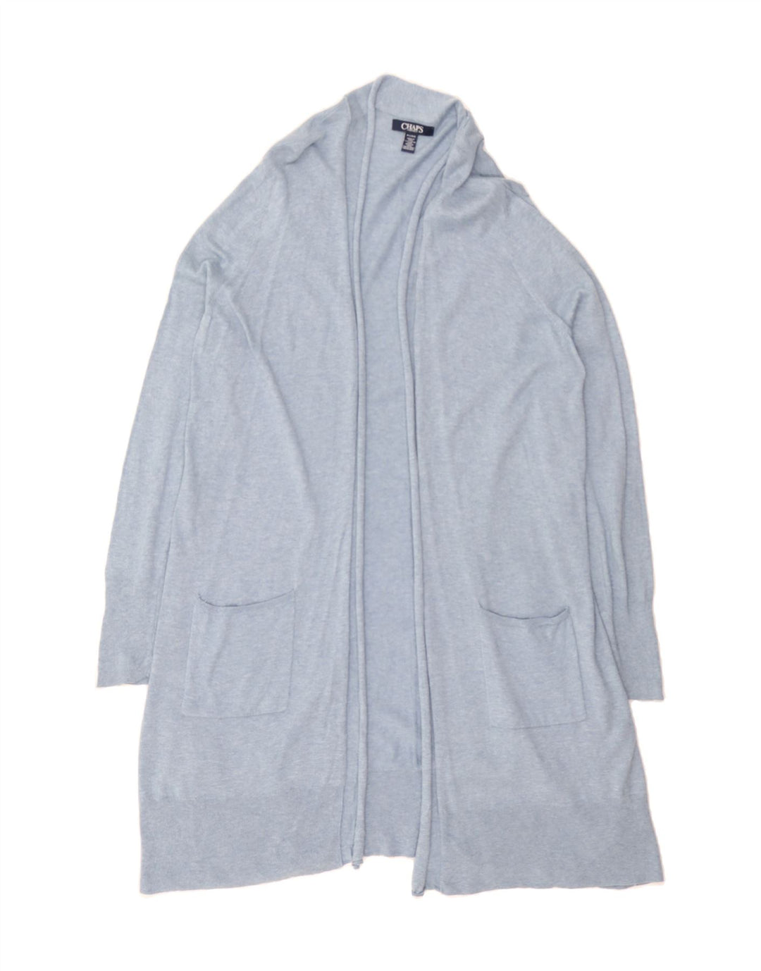 CHAPS Womens Longline Open Cardigan Sweater UK 14 Large Blue Cotton Vintage Chaps and Second-Hand Chaps from Messina Hembry 
