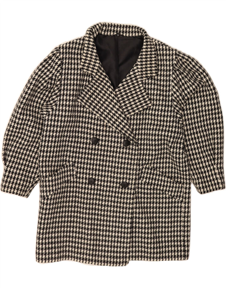 CANDA Womens Double Breasted Coat EU 40 Medium White Houndstooth Cotton Vintage Canda and Second-Hand Canda from Messina Hembry 