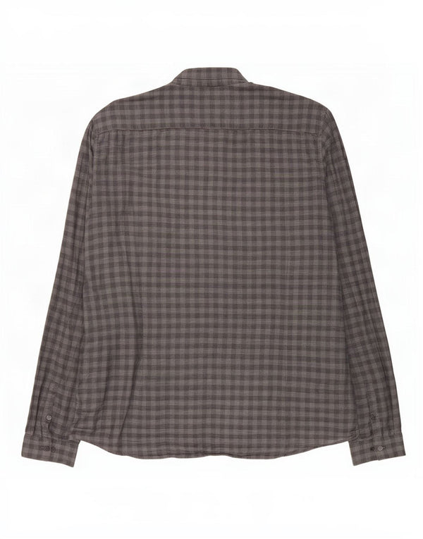 Мужская рубашка приталенного кроя Calvin Klein 2XL, серая, хлопок в мелкую клетку