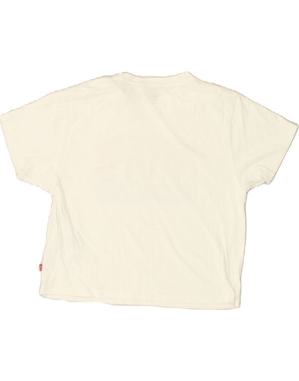 Женская укороченная футболка с рисунком LEVI'S UK 6 2XS, белый хлопок