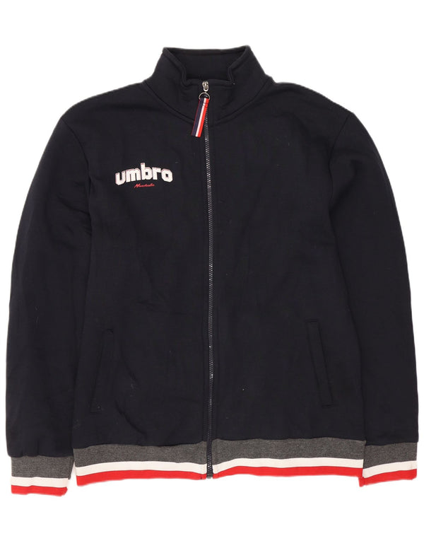 UMBRO Mens Graphic Tracksuit Top Jacket XL Navy Blue Colourblock Polyester