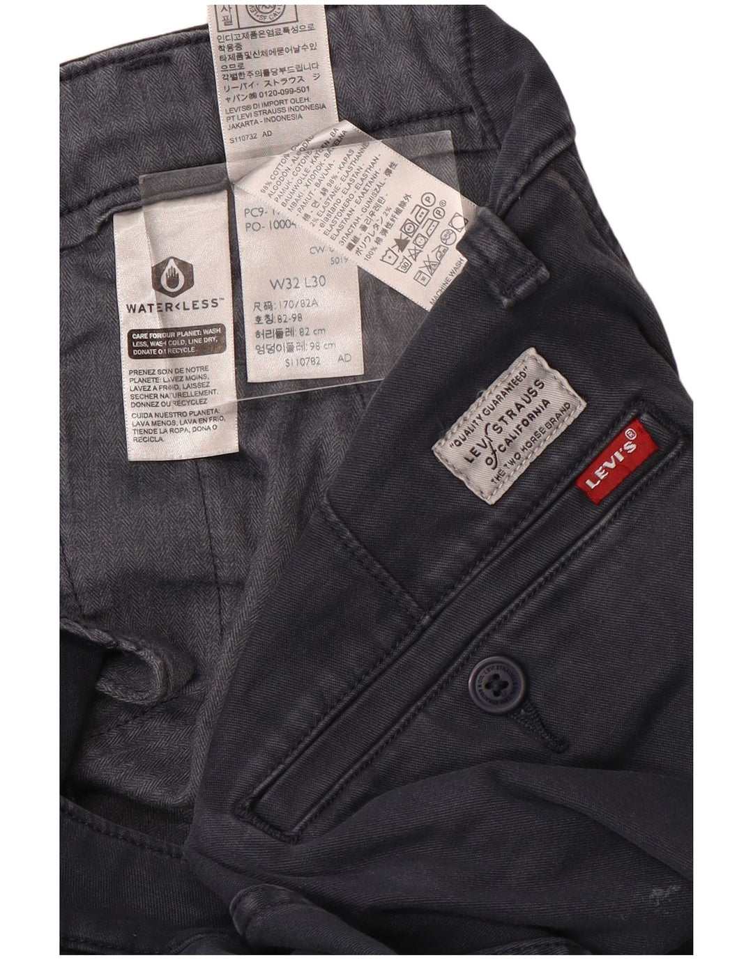 Мужские узкие зауженные брюки-чиносы Levi's W32 L30, темно-синие, хлопковые