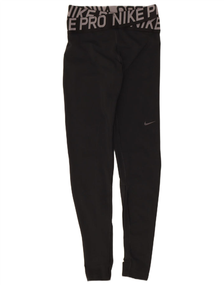 Женские леггинсы с рисунком Nike Dri Fit UK 8, маленькие черные, полиэстер