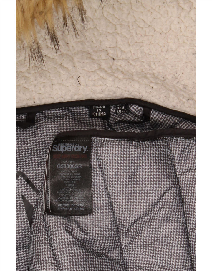 Женское стеганое пальто с капюшоном Superdry UK 12, средний черный нейлон