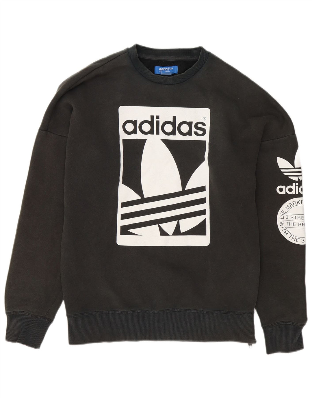 Мужской свитер с рисунком Adidas, маленький серый хлопковый джемпер