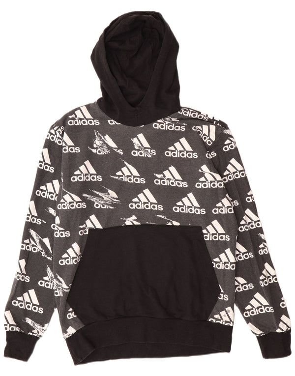 Мужской джемпер с капюшоном Adidas с рисунком, большой серый, хлопок с цветными блоками