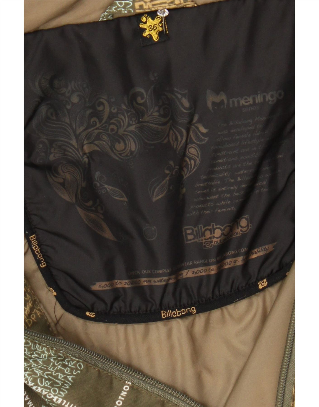 BILLABONG Womens Graphic Hooded Windbreaker Jacket EU 36 Small Khaki Check