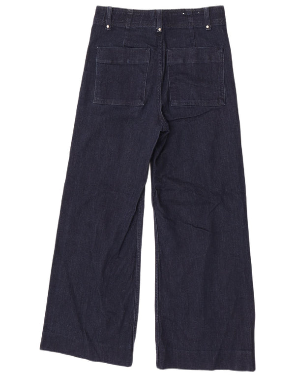 Женские широкие джинсы с высокой талией Zara EU 38, маленькие W28 L28, темно-синие, хлопок