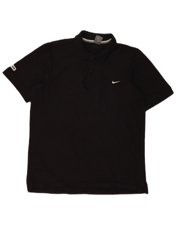 Мужская рубашка-поло с графическим рисунком Nike UK 42/44, большая черная, хлопковая