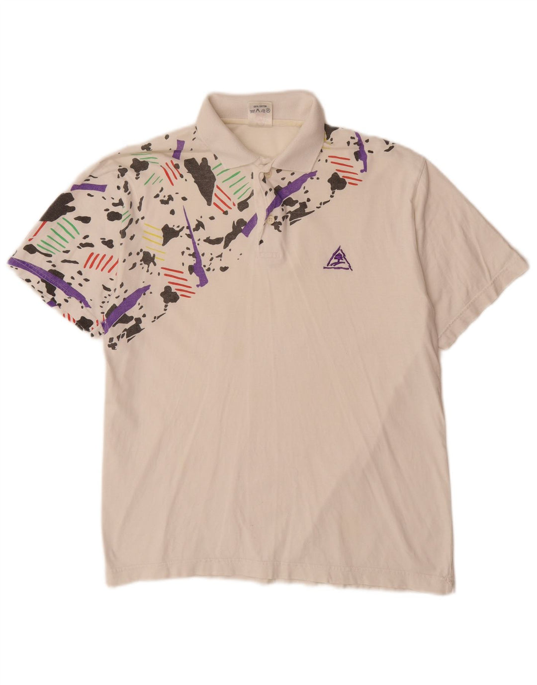 ВИНТАЖНАЯ рубашка-поло для мальчиков 15–16 лет, средний белый камуфляжный хлопок, хлопок