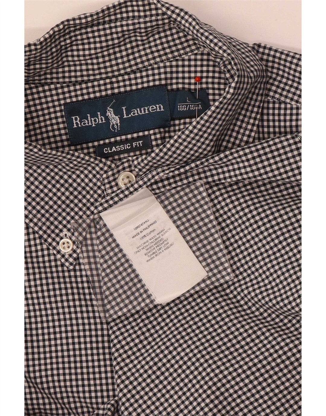 Мужская рубашка классического кроя Ralph Lauren, большая черная хлопковая клетка